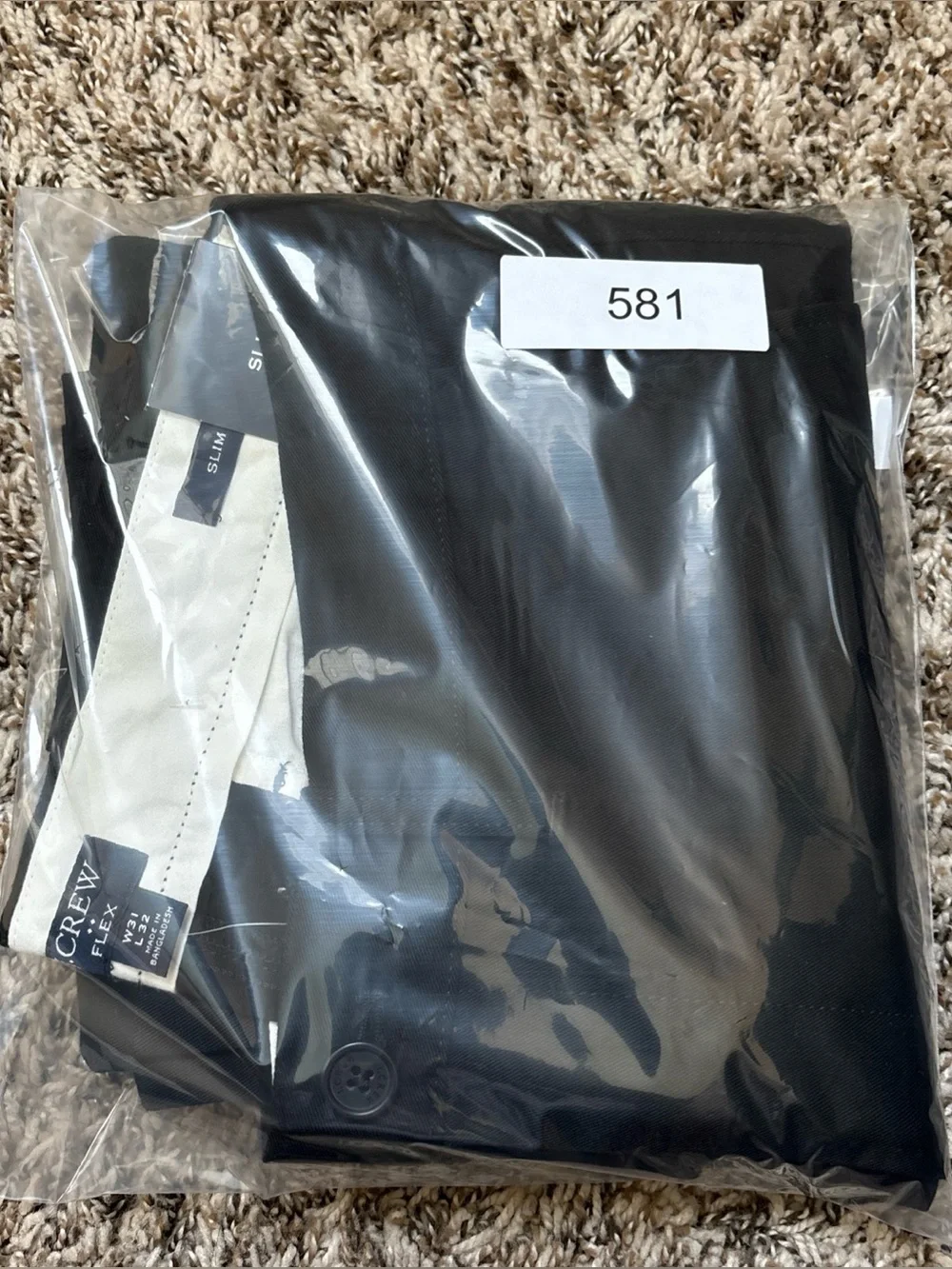J. Crew Flex Men's Slim Fit Black Chino Pants, 31x32, NWT